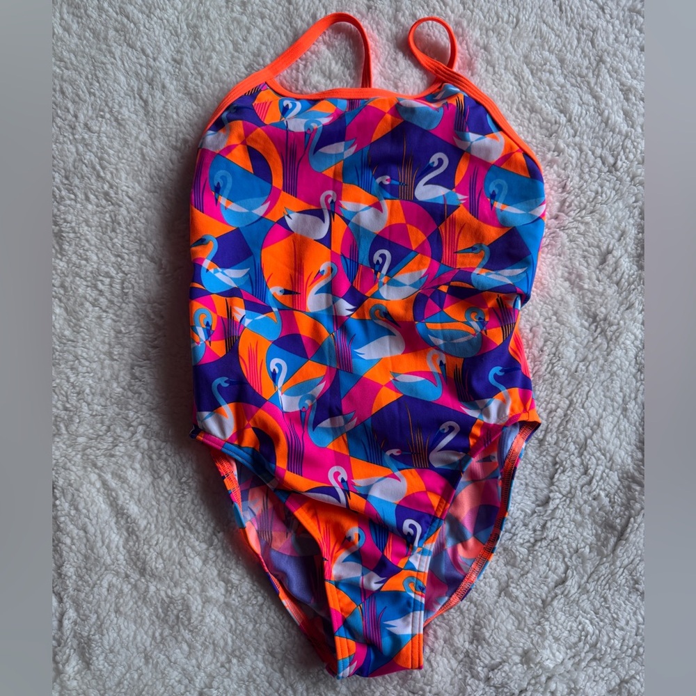 Like new Funkita Girl's Swim Swan Single Strap - Sz 12 (28) Swimsuit